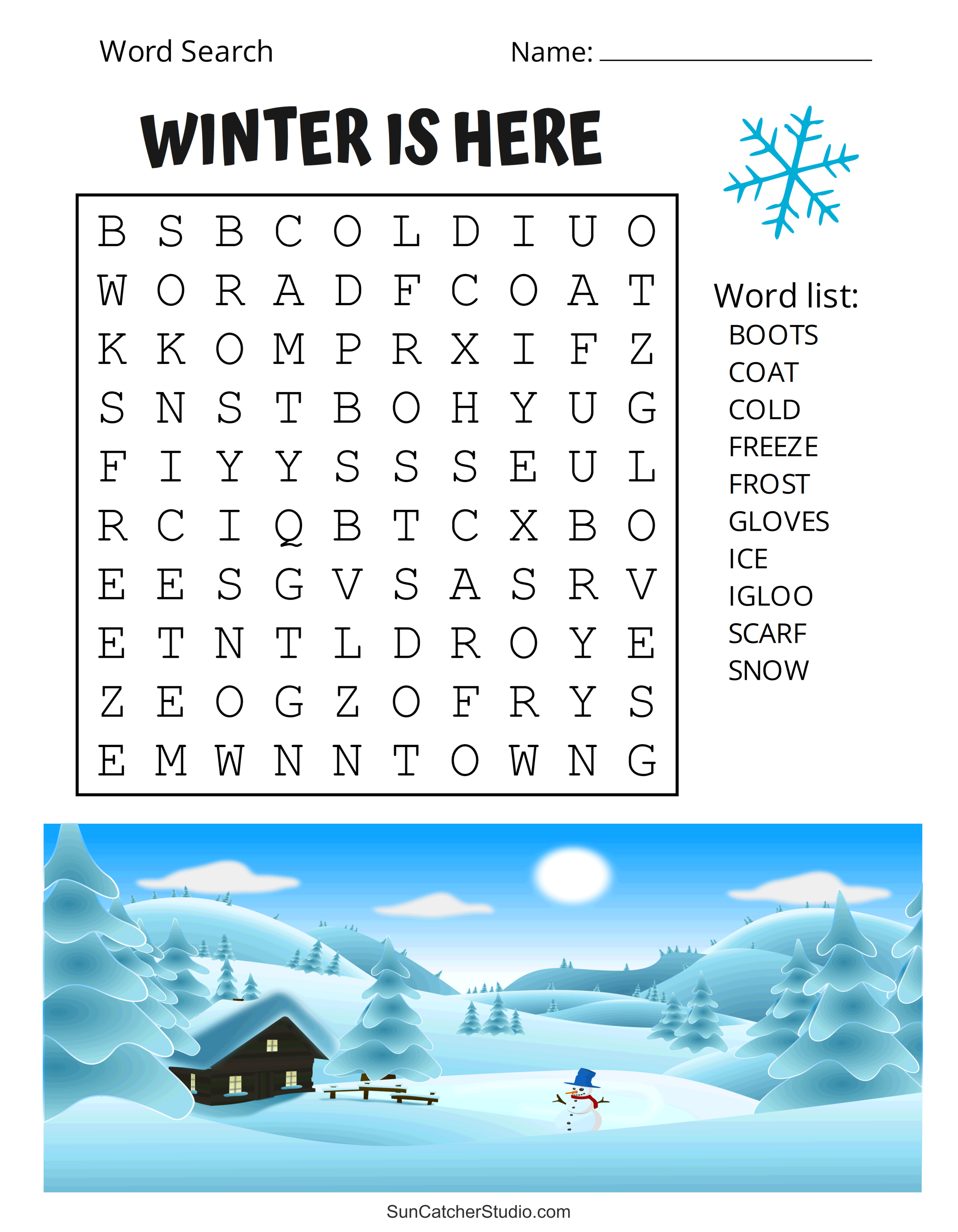 printable winter word search puzzles (word find) – free printables